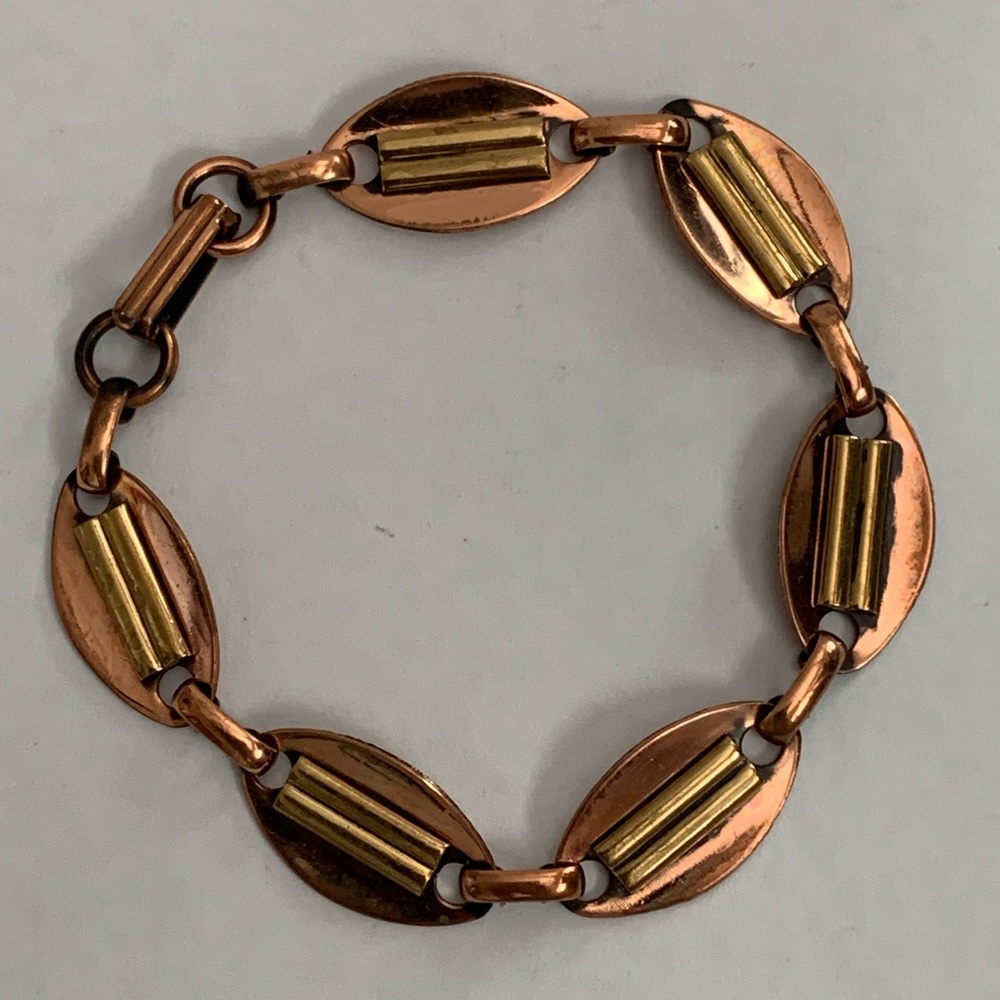 EUC vintage SOLID COPPER FANCY links bracelet